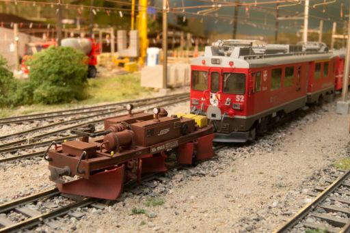 , MECF , Modelleisenbahn Club Flawil , Spurpflug RhB Xk 9143 , RhB ABe 4/4 II 52 Brusio, MECF, Modelleisenbahn Club Flawil 