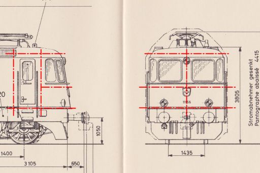 MECF , Modelleisenbahn Club Flawil , Re 4/4 II , Re 420 , Führerstandssimulator , Führerstandsimulator , Loksimulator , Kameralok , Typenzkizze, MECF, Modelleisenbahn Club Flawil 